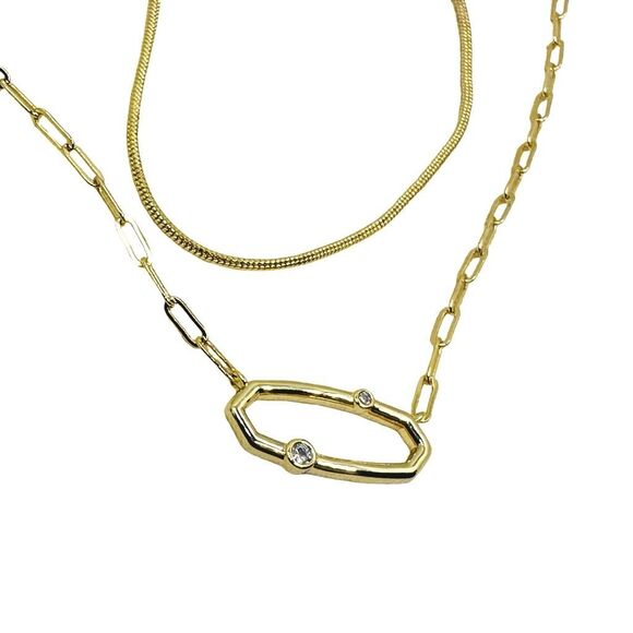 Kendra Scott Traci Cubic Zirconia Multi-Strand Necklace - Gold - 19.75” - Picture 2 of 6